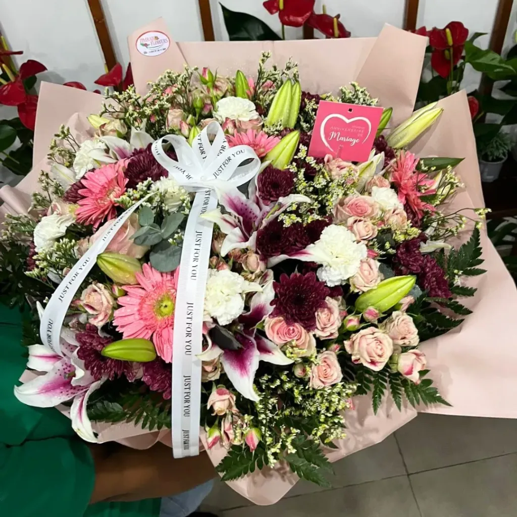 Bouquet - L (Blanc/rose)